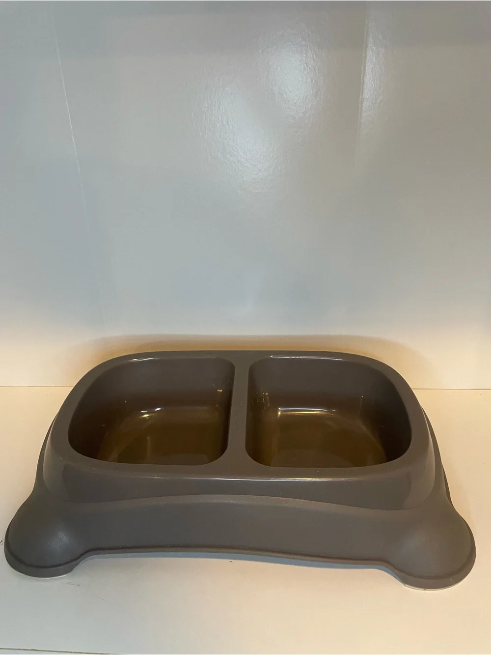 Gray Double Dog Bowl with Non-Slip Base